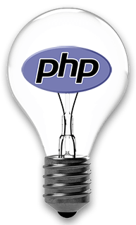 php development services represented by lightbulb with php logo